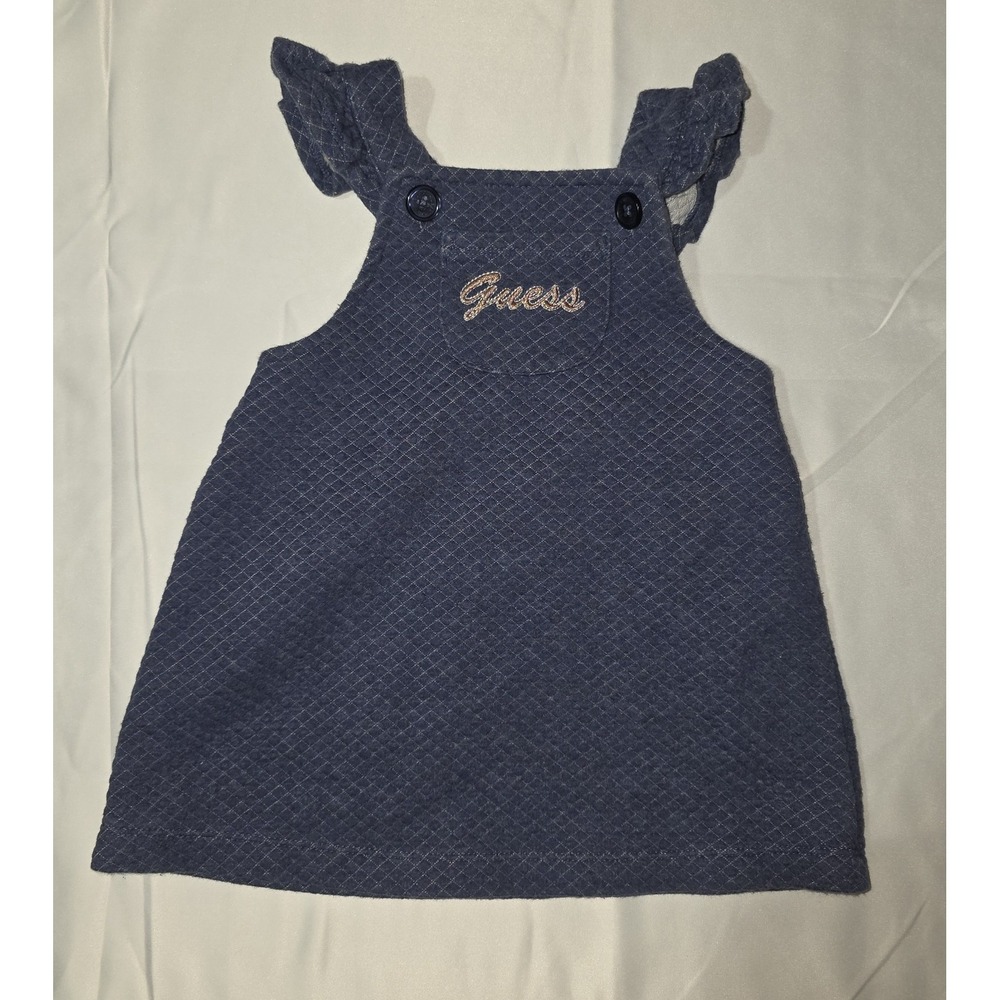 Guess Kids Toddler Girls Blue‎ Textured Crossback Dress Ruffle Straps Size 2T